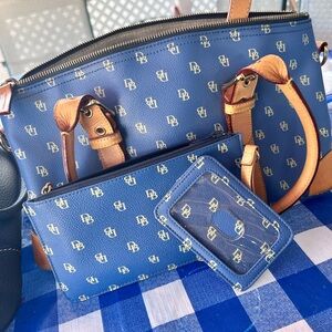 Dooney & Bourke Blue and Tan Satchel Set